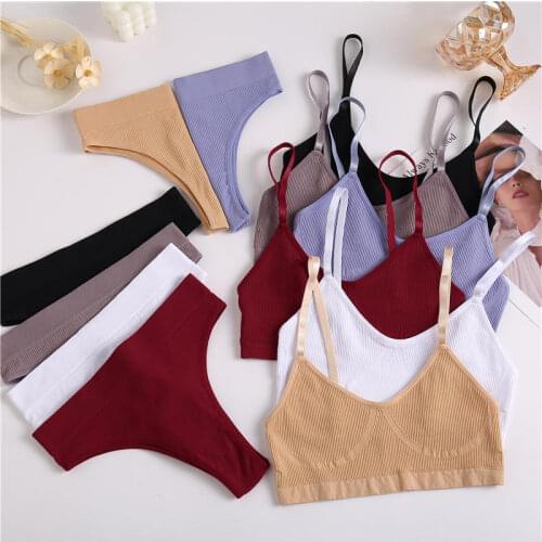 Women Bra Set Panties Female Fitness Seamless Underwear Sports Lingerie Brassiere Set Tank Crop Tops S-XL