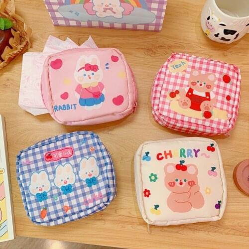 Kawaii Girl Cosmetic Bags Lipstick Bag Sanitary Pads Case Kids Coin Purses Girl Women Make Up Organizer Small Pouch