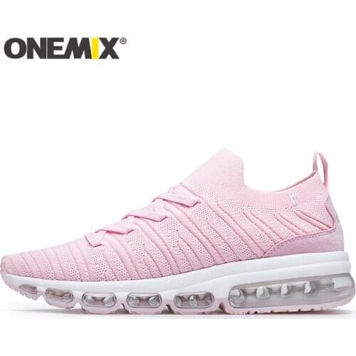 ONEMIX Sport Shoes for Women Air Cushion Tennis Shoes Lace-Up Fashion Breathable Mesh Flat Sneakers Calzado Deportivo Mujer