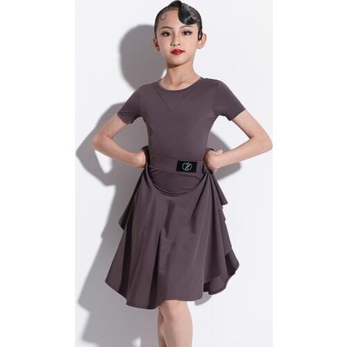 Latin Dance Costumes Girls Short Sleeve Jumpsuit Skirt Professional Rumba Practice Clothing Ballroom Competition Dress DWY5723