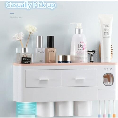 Toothbrush Holder Toothpaste Magnetic Adsorption Inverted Automatic Squeezer Dispenser Storage Rack Bathroom Accessories
