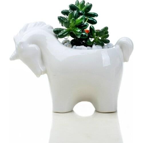 Cartoon Unicorn Ceramic Flower Pot Succulent Pot Planter Desktop Ornaments Art Vase Home Decoration Plant Pot Gardening Pot