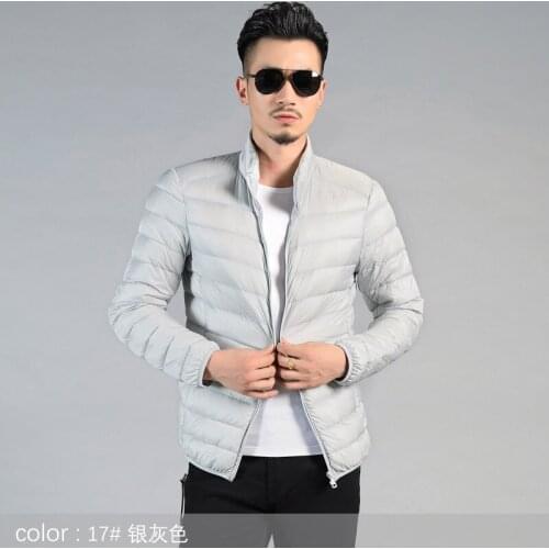 Fashion Brand Winter Duck Down Jacket Men Autumn Winter Warm Mandarin Collar Long Sleeve Casual Lightweight Duck Down Coat Men