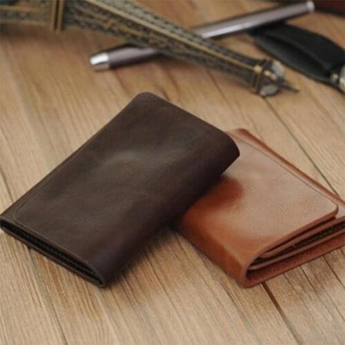 Men Fashion Pig Sole Leather Magnetic Buckle Trifold Short Card Holder Wallet