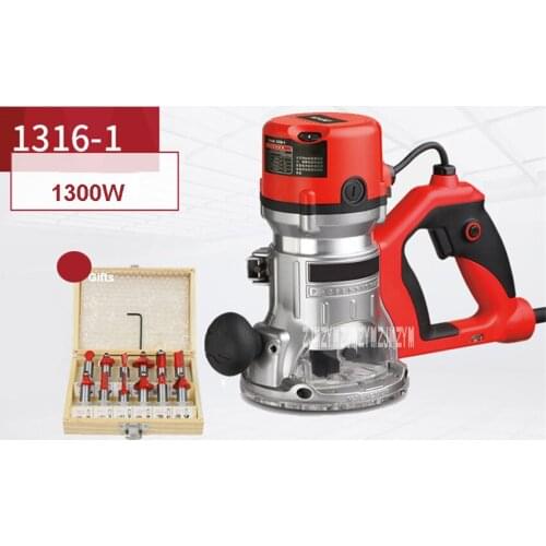 New 1316-1 Handheld Electric Wood Milling Machine D-type Handle Woodworking Tools Trimmer Trimming Engraving Machine 220V 1300W