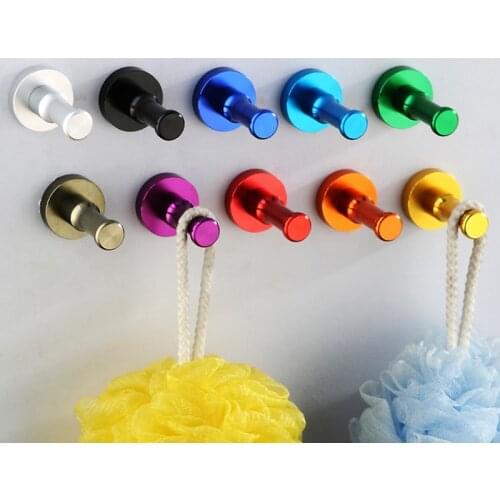 New Candy Color Decorative Wall Space aluminum Hooks&Racks Clothes Hanger Metal Towel&Coat&Robe Hook Bathroom Accessories