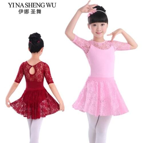 New Fashion Sexy Black Red Sleeveless/ Long Sleeves/ Half Sleeves Lace Ballet Dance Suit Girls Kids Dance Leotard Lace Skirt Set