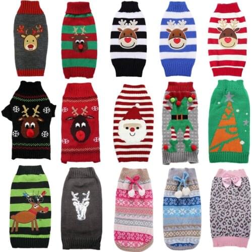 15 Styles Pet Dog Clothes Winter Elk Sweater Chihuahua Puppy Cat Small Ugly Dog Christmas Sweater Clothing Pet Supplies XXS-XXL