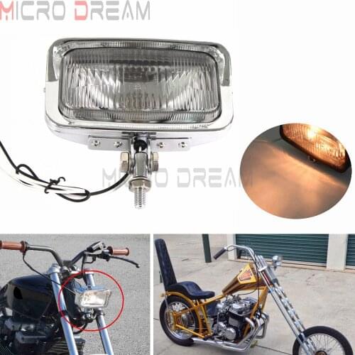 Solid Retro Styled Rectangular Motorcycles Headlight Vintage Amber Light Custom Head Lamp For Harley Cruisers Bobber Cafe Racer