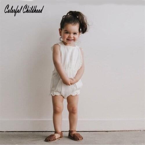 Solid Cotton flower around Baby summer Rompers Vintage Baby Girl Romper short- Sleeve toddler kids Clothes 0m - 24m