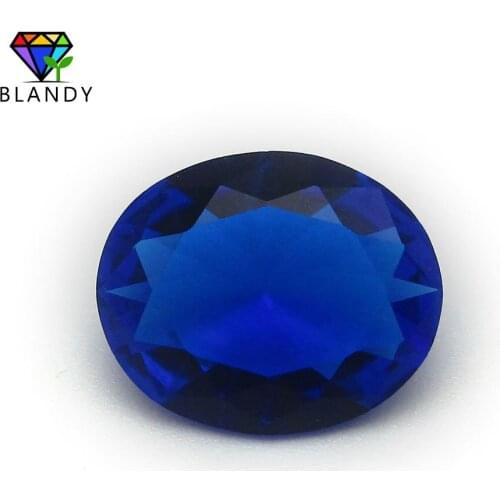 Wholesale Price 2x3~13x18mm Oval Cut Loose #113 Blue Glass Gems Synthetic Stone Beads For DIY Jewelry Making