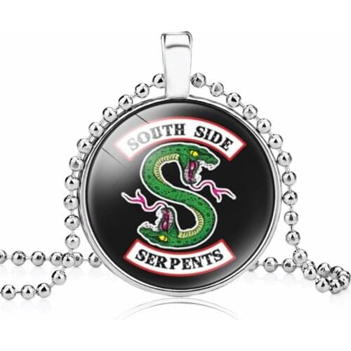 Riverdale Pendant Necklace South Side Serpents Pop Glass Cabochon Chain Handmade Punk Jewelry