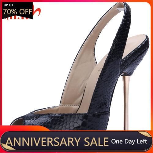 Sexy Fashion Snakeskin Evening Dress Party Peep Toe Slingback Stiletto Thin High Heel Popular Women Pumps YJ3845-g
