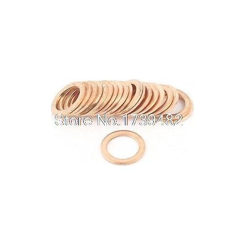 20 Pcs 10mm x 14mm x 1mm Copper Flat Washer Gasket Spacer Seal Fitting Fastener