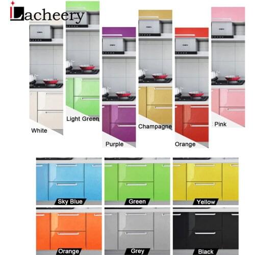 Multi-Color Glossy Self Adhesive Wallpaper Kitchen Cabinet Wardrobe Door Vinyl Contact Paper Waterproof Furniture Decor Stickers