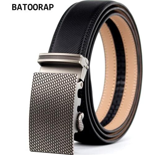 Leather Belt For Men Alloy Auto Buckle Black Cowhide Jean Wasit Strap Male Classic High Quality Ratchet Belt New Arrival HY-J007
