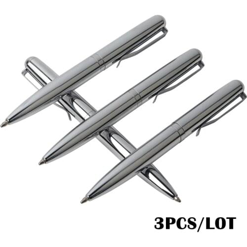 3PCS Mini Pen Metal Ballpoint Pen Rotating Pocket Size Portable Silver Ball Point Small Pens For School Office Exquisite Brief
