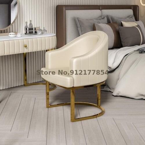 Nordic single sofa chair chair light luxury makeup chair net red nail chair stainless steel bedroom dressing chair
