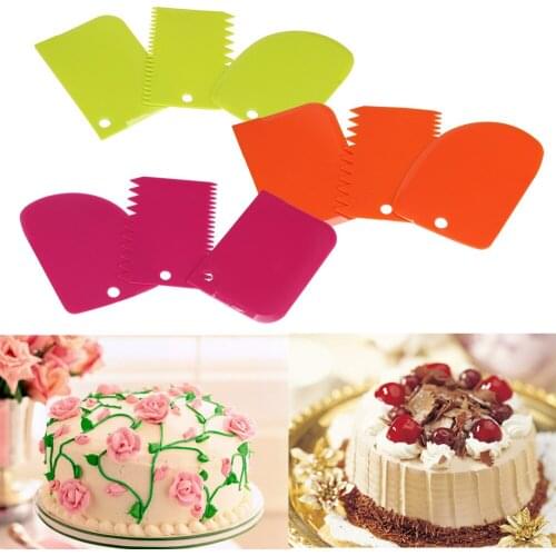3PC/Set Cream Scraper Irregular Teeth Edge DIY Scraper Cake Decorating Fondant Pastry Cutters Baking Spatulas Tools Random Color