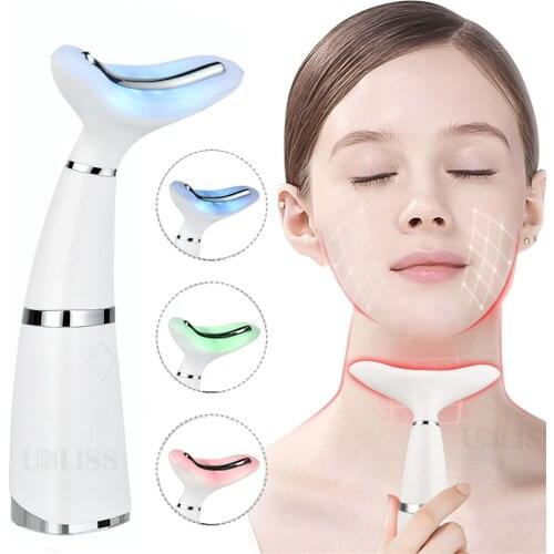 Neck Face Beauty Device 3 Colors LED Photon Therapy Skin Tighten Reduce Double Chin Anti Wrinkle Remove Skin Care Tools