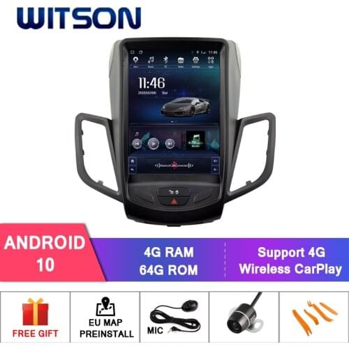 WITSON Android 10.0 TESLA STYLE For FORD FIESTA 2009-2013 4GB 64GB Car Radio Multimedia Video Player Navigation GPS Android