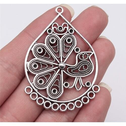 WYSIWYG 2pcs 55x38mm Vintage Porous Earring Connector Jewelry Making Antique Bronze Color Earring Connector Charm