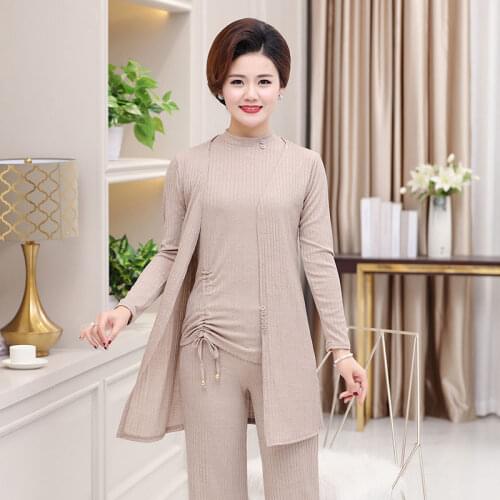 2020 Spring Women Causal Three Piece Sets Long Sleeve Caot and Slim Sleeveless Vest + Loose Pants Suits Ensemble Femme W270