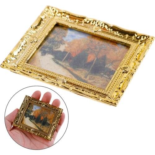 1 Pc 1/12 1:12 Diy Dollhouse Mini Oil Painting Dollshouse Miniature Miniature Furniture Doll Houses Resin Picture Frame