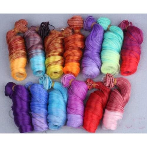 1pc Gradient Color DIY Doll Hair For Monster High Doll DIY High-temperature Wire Handmade Curly Wigs Hair Curls Row
