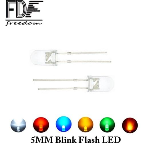 1000pcs 5mm LED Diodo Flash Light Emitting Diode NEW Brightnes White RED Blue Green Yellow Orange Blinking 2Pin Clear Lampada