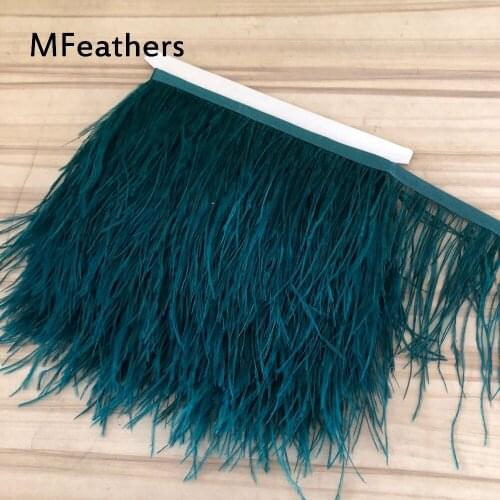 2019 new Arrival 5-10meters/lot Peacock Blue Ostrich feather trims 3-4inch 4-6inch available DIY Feather Laces Fashion belts