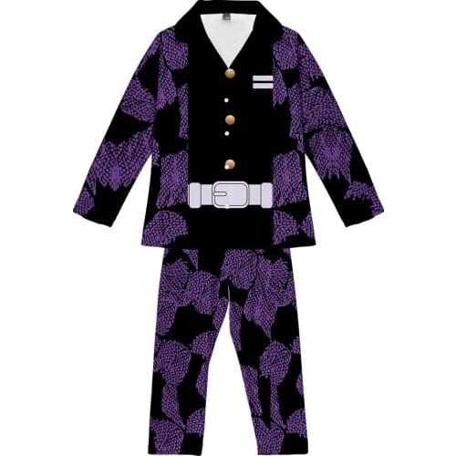 2020 Demon Slayer Summer Silk Women Long Sleeve Pajamas Sets With Pants Silk Pijama Home Sleepwear Trendy Popular Pyjamas