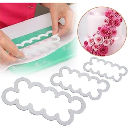 3pcs/set 3D Cake Easiest Rose Petal Flower Cutter Mold Fondant Icing Fondant Decorating Mould Biscuit Cutter Tools 2
