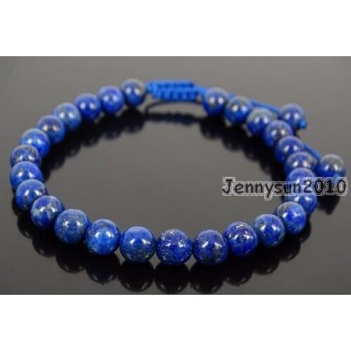 Handmade 6mm Adjustable Natural Lapis Lazuli Gems Stone Round Bead Bracelet Healing Reiki 5 Strands/Pack