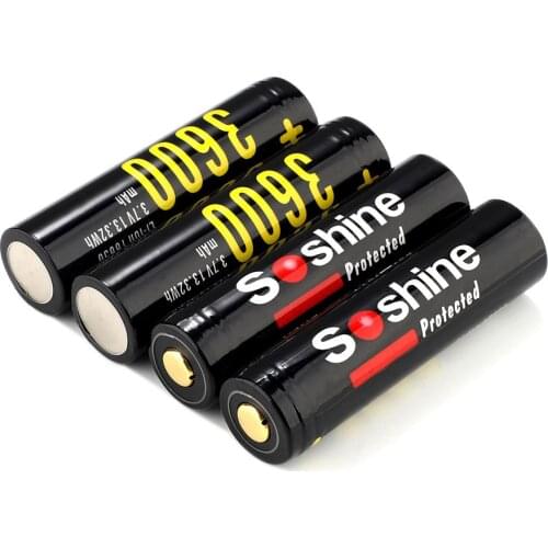 Soshine High Capacity 18650 3.7V 3600mAh Rechargeable Battery Protected High Discharge Li-ion Batteries Battery box
