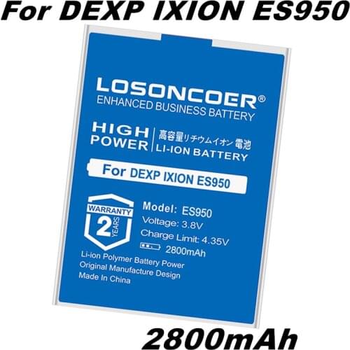LOSONCOER 2800mAh ES950 Good Quality Smart Phone Batteries For DEXP Ixion ES950 Battery
