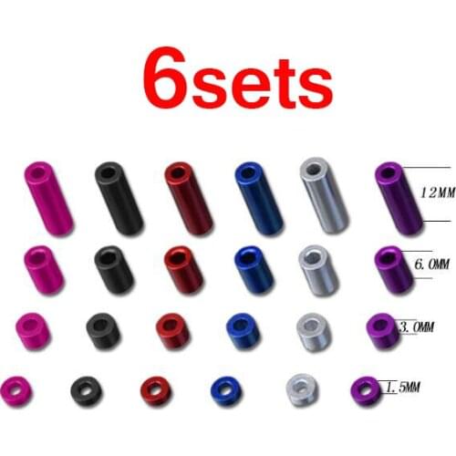 Free Shipping 6sets(24pcs) 1.5/3/6/12mm Aluminium alloy tube column spacers set kit for Tamiya mini 4WD RC Car model