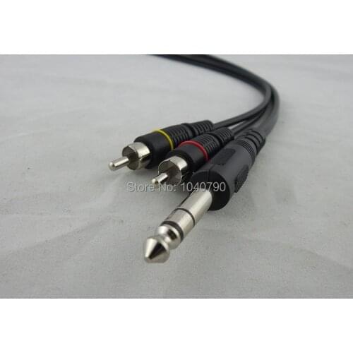 Free Shipping RCA plugs Three core 6.5/6.35/6.3 stereo to double lotus RCA Audio and video signal transmission line 5M 16ft