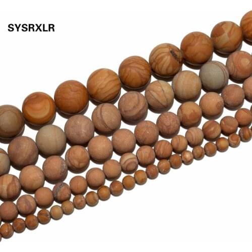 Free Shipping Dull Polish Natural Stone Wood Stripe Stone Beads For Jewelry Making DIY Bracelet Necklace 4/6/8/10/12 MM Strand