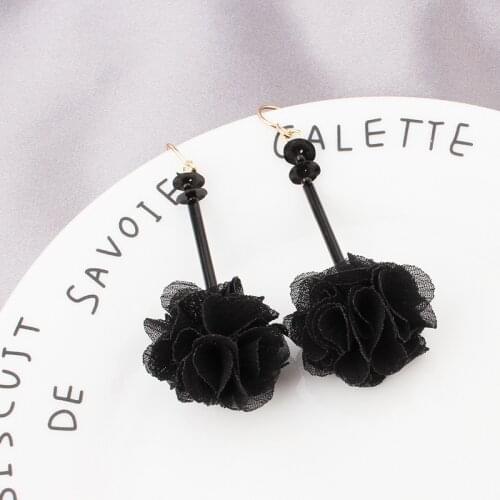 TIMEONLY Boho Large Pink Black Cloth Flower Earrings 2020 Alloy Circle Hollow Big Floral Hoop Earrings for Women Girl Gifts