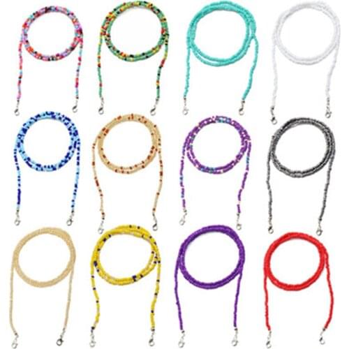 1pc New Adjustable Bead Mask Chain Necklace For Women Colorful Glass Bead Glasses Neck Chain Accessories Necklace Strap Gift