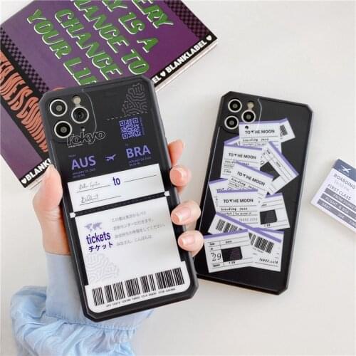 JAMULAR World Map Air Tickets Bar Code Phone Case For iPhone 7 11 Pro XS MAX XR X SE 2020 8 Plus Funny Travel Soft IMD Cover Bag