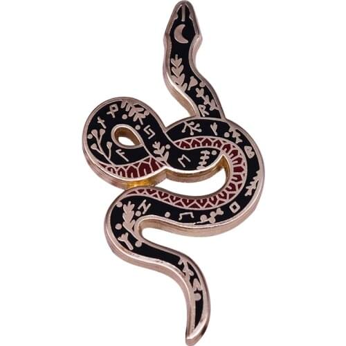Floral Snake Brooch serpent Enamel Pin Crafty creature Badge occult gothic art jewelry