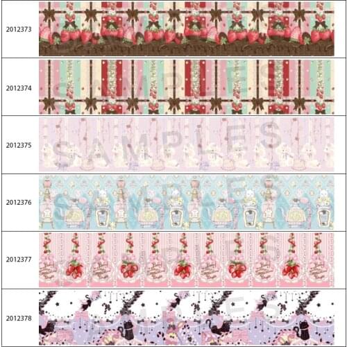 Lolita Flowers Printed 10yds Bear Pattern Printed Grosgrain/Satin Ribbon
