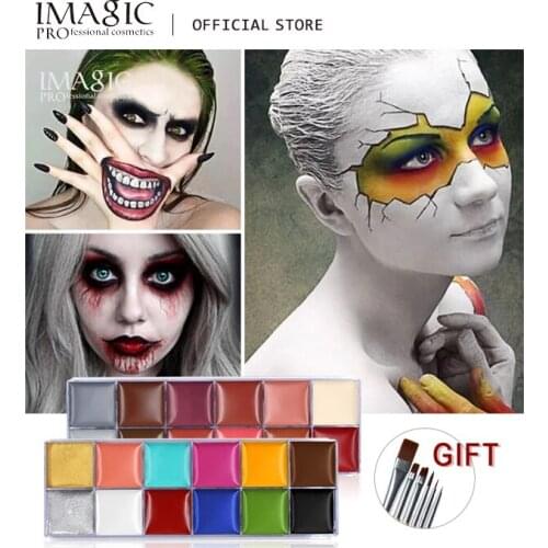 IMAGIC 12 Colors Flash Tattoo Face Body Paint Oil Painting Art use in Halloween Party Fancy Dress Beauty Makeup Tool