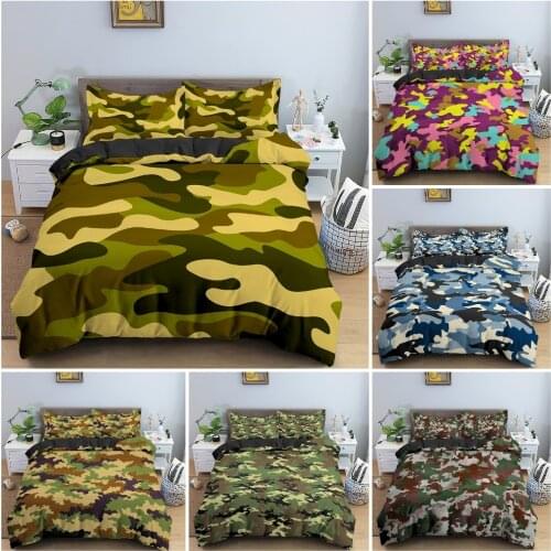 Camouflage Pattern Duvet Cover Bedding Set Classic Clothing Style Masking Camo Print Quilt Comforter Cover Pillowcase Home Decor