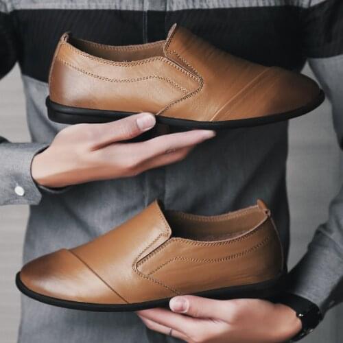 Leather Men Casual Shoes Fashion Men Shoes Comfortable Soft Men Loafers Moccasins Slip on Mens Flats Male Driving Shoes