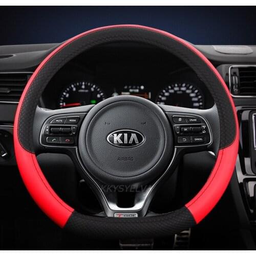 Leather Sport Car Steering Wheel Cover for Kia K2 K3 K4 K5 K3S KX1 KX3 KX5 KX7 Rio Soul Auto Accessories