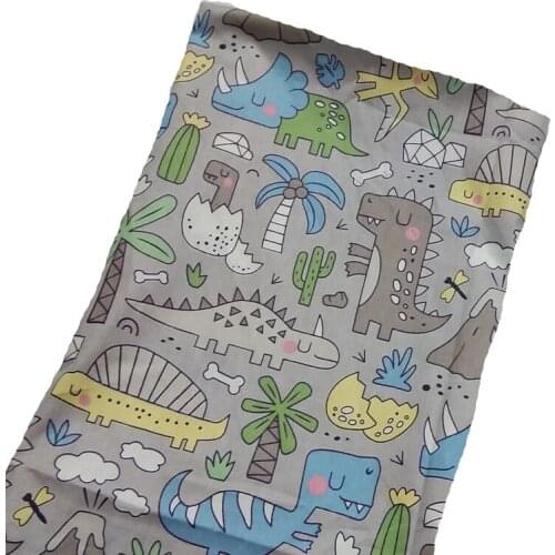 Pretty Grey Various Cartoon Dinosaur Printed 100% Cotton Fabric 50x160cm Cotton Fabric DIY Sewing Baby Cloth Bedding Quilting De