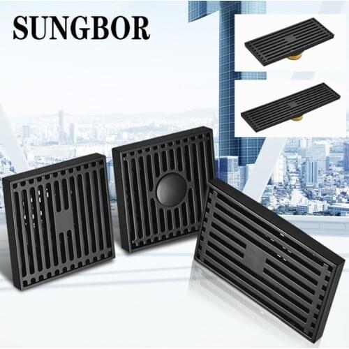 All copper deodorant floor drain toilet bathroom balcony invisible lengthened large displacement shower room rectangular black f